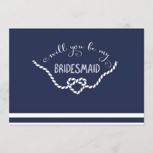 Nautical Calligraphy Will You Be My Bridesmaid Invitation
