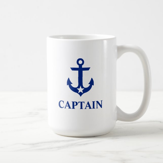 Nautical Captain Anchor Star Large Coffee Mug (Right)