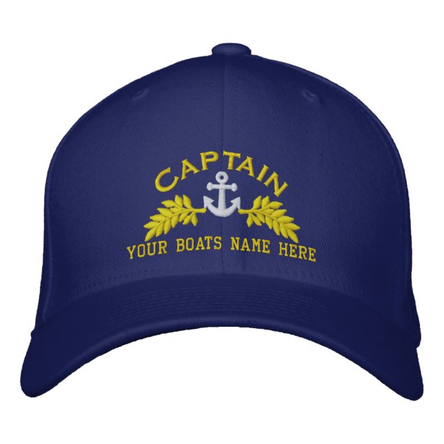Nautical Captain boat anchor Embroidered Hat (Front)