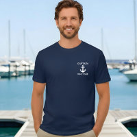 Nautical Captain Boat Name Anchor Blue T-Shirt M