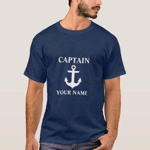 Nautical Captain Name Anchor Blue T-Shirt