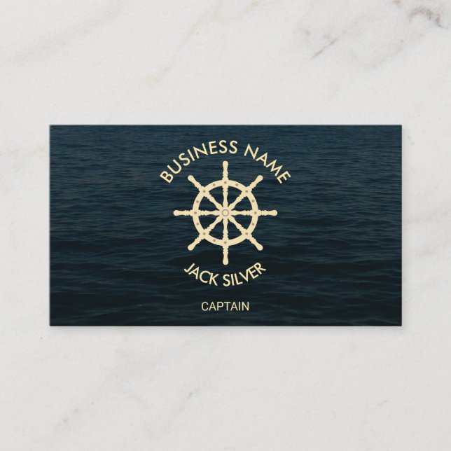  Nautical Captain With Helm Logo  Business Card (Front)