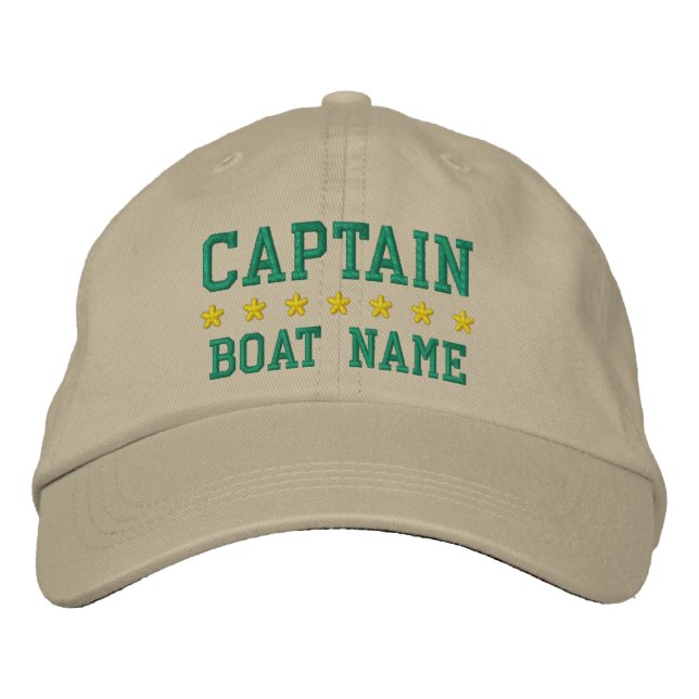 Nautical Captain Your Boat Name Khaki Cap (Front)