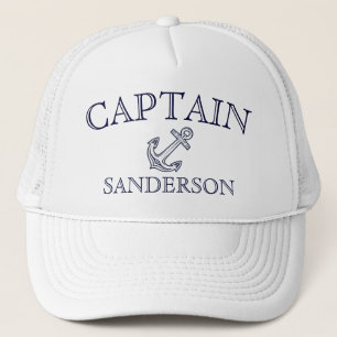 Nautical Captains Anchor Boat Name Navy baseball  Trucker Hat