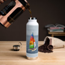 Nautical Catamaran Sailboat Ocean Water Bottle