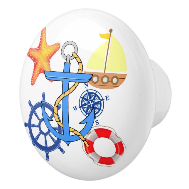 Nautical Ceramic Knob (Right)