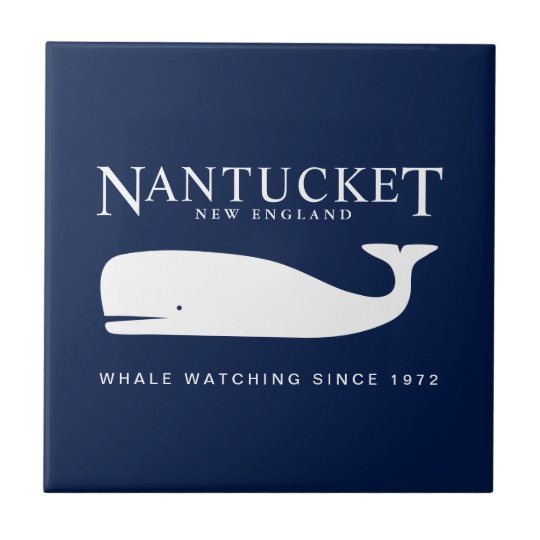 Nautical Ceramic Tile, Nantucket Whale Watch Badge Tile.