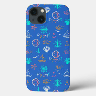 Nautical Chalk Drawing Pattern 1 iPhone 13 Case