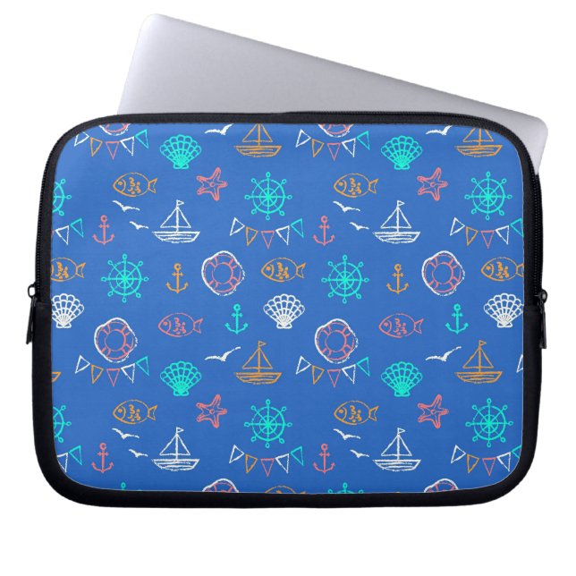 Nautical Chalk Drawing Pattern 1 Laptop Sleeve (Front)