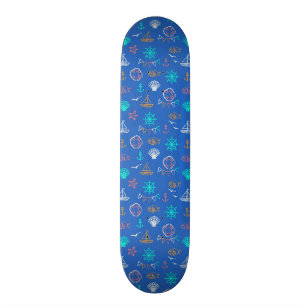 Nautical Chalk Drawing Pattern 1 Skateboard
