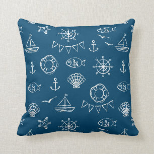 Nautical Chalk Drawing Pattern 2 Cushion