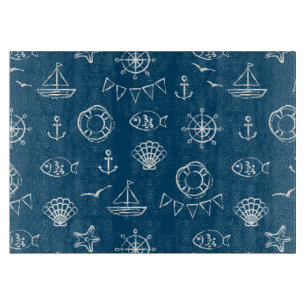 Nautical Chalk Drawing Pattern 2 Cutting Board