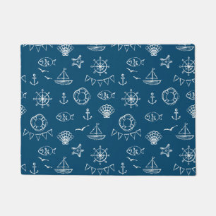 Nautical Chalk Drawing Pattern 2 Doormat