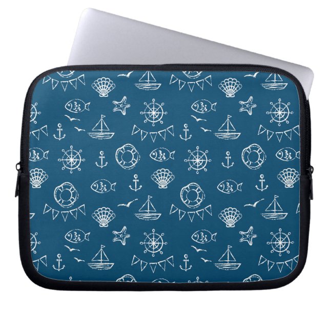 Nautical Chalk Drawing Pattern 2 Laptop Sleeve (Front)