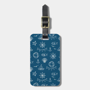 Nautical Chalk Drawing Pattern 2 Luggage Tag