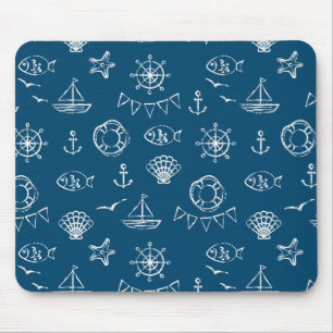 Nautical Chalk Drawing Pattern 2 Mouse Mat