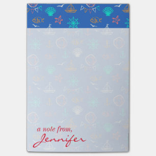 Nautical Chalk Drawing Pattern Add Your Name Post-it Notes