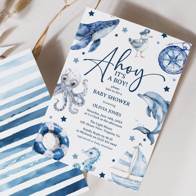 Nautical Charm: Ahoy it's a Boy' Baby Shower Invitation (Creator Uploaded)