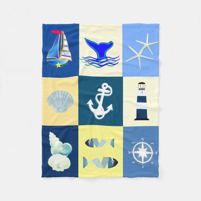 Nautical Charm  Fleece Blanket (Front)