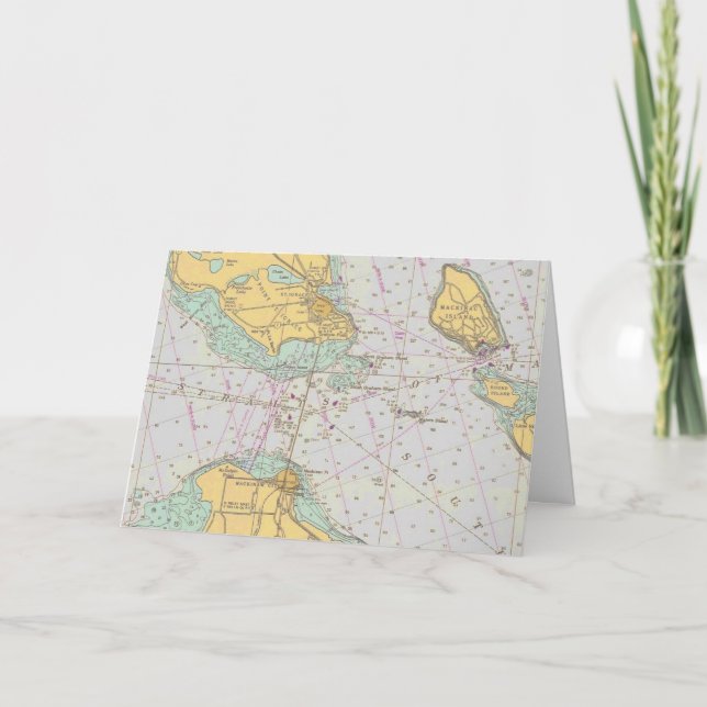 Nautical Chart Christmas Card - Happy Holidays (Front)