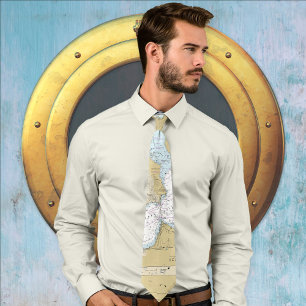 Nautical Chart San Francisco Bay Teal & Tan Tie