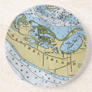 Nautical Chart Sanibel Coaster