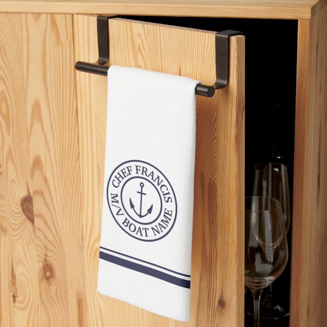 Nautical Chef Anchor Logo Kitchen Towel (Thirds Fold)