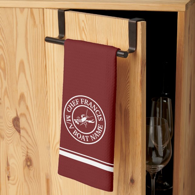 Nautical Chef Lobster Logo Kitchen Towel (Thirds Fold)