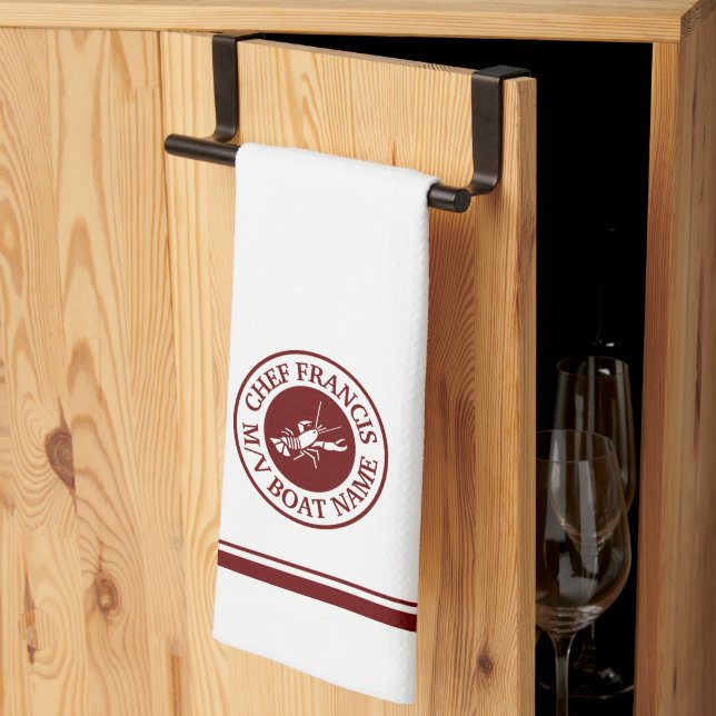 Nautical Chef Lobster Logo Kitchen Towel (Thirds Fold)