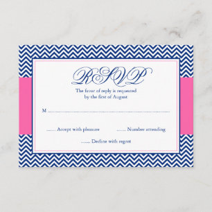 Nautical Chevron Anchor Blue Pink Bat Mitzvah RSVP Card