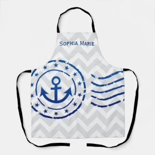 Nautical Chevron & Anchor Seal Apron