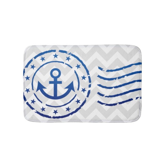 Nautical Chevron & Anchor Seal Bath Mat (Front)