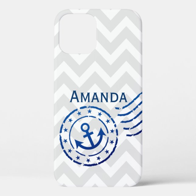 Nautical Chevron & Anchor Seal Case-Mate iPhone Case (Back)