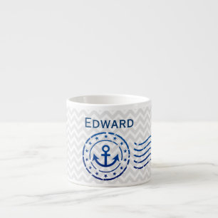 Nautical Chevron & Anchor Seal Espresso Cup