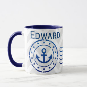 Nautical Chevron & Anchor Seal Mug