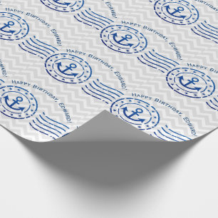 Nautical Chevron & Anchor Seal Wrapping Paper