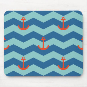 Nautical Chevron Pattern Mouse Mat