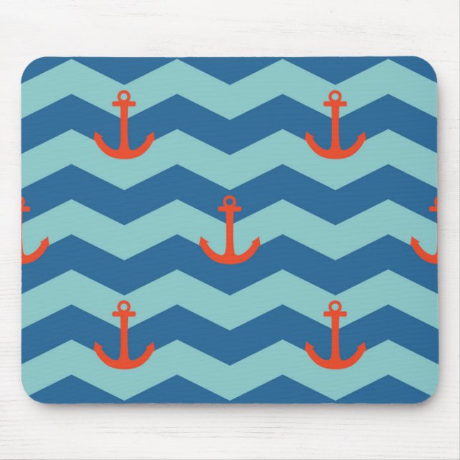 Nautical Chevron Pattern Mouse Mat (Front)