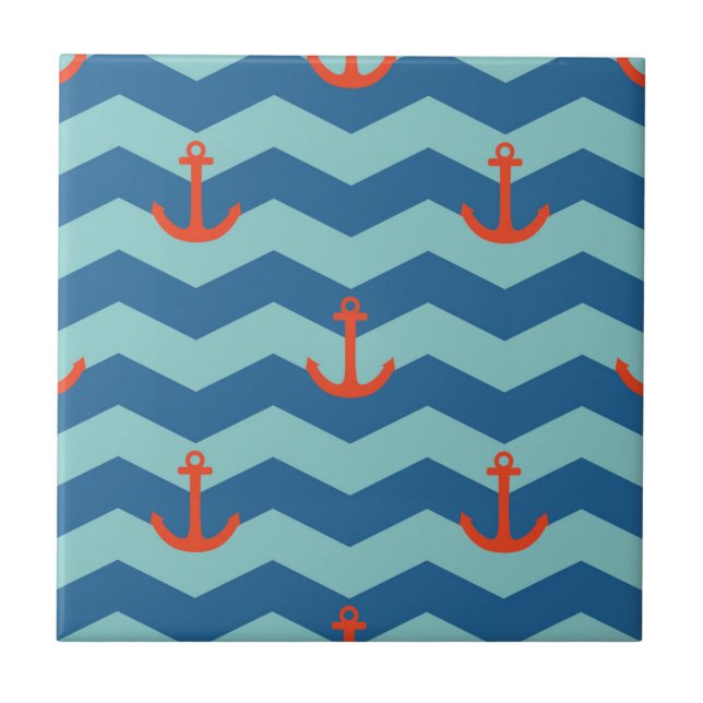 Nautical Chevron Pattern Tile (Front)
