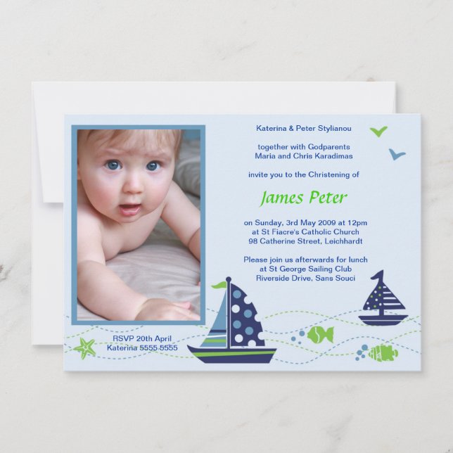 Nautical Christening Invitations (Front)