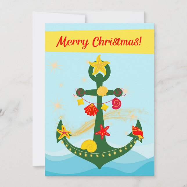 Nautical Christmas Anchor Holiday Card (Front)