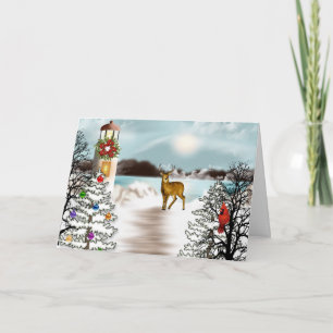 Nautical Christmas Card with Lighthouse
