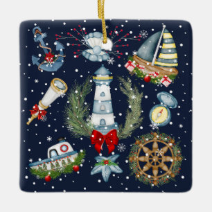 Nautical Christmas Ceramic Ornament