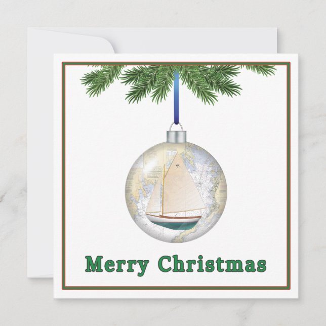 Nautical Christmas Customisable Flat Greeting Card (Front)