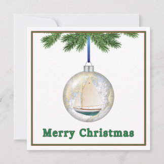 Nautical Christmas Customisable Flat Greeting Card