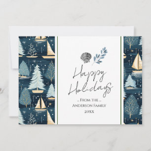 Nautical Christmas Family Happy Holidays Holiday Card