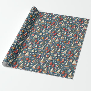 Nautical Christmas Gift Wrapping Paper