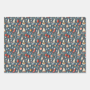 Nautical Christmas Gift Wrapping Paper 