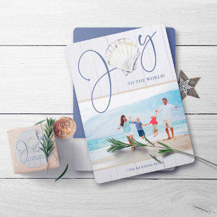 Nautical Christmas Joy Seashell Holiday Photo