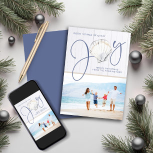 Nautical Christmas Joy Seashell Holiday Photo Card